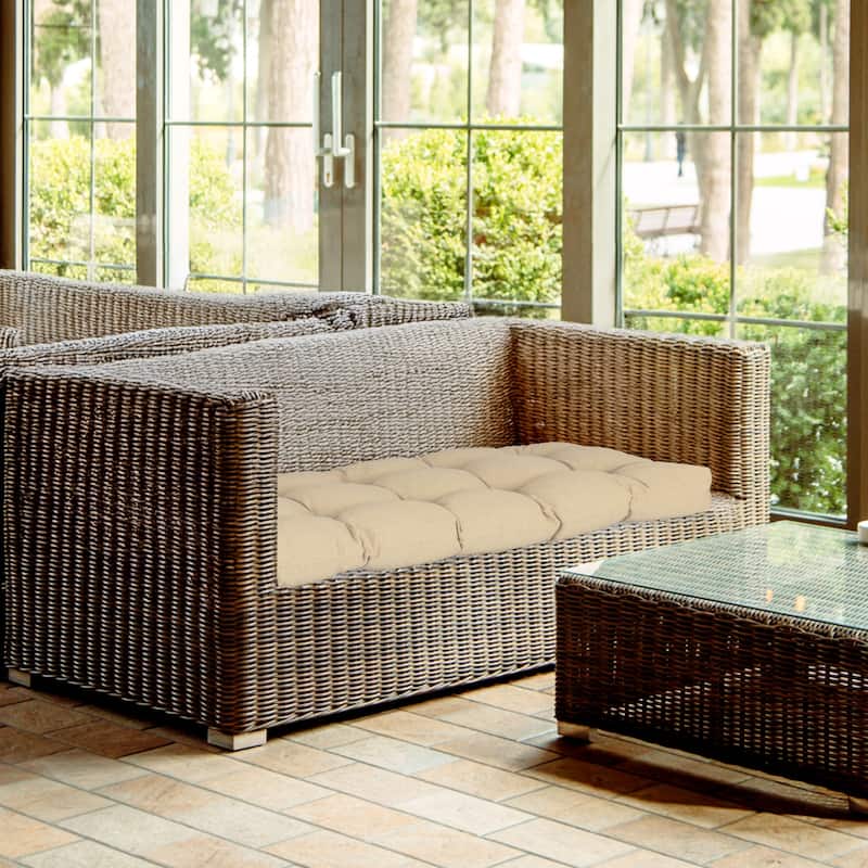 Aoodor Outdoor Polyester Tufted Bench Cushion, Water-resistant & Fade-Resistant Cushion