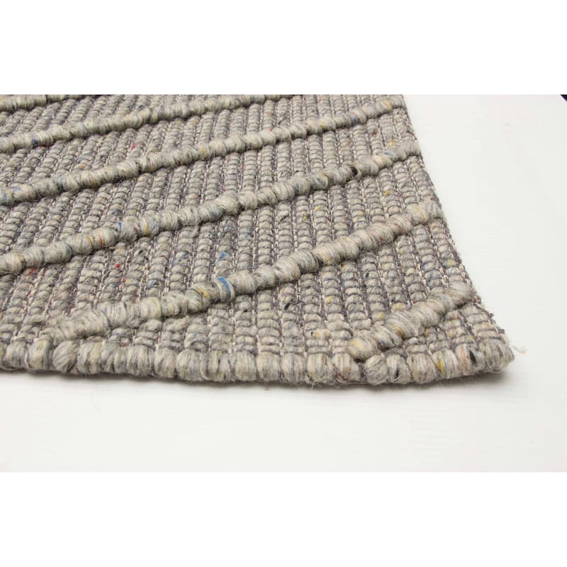 ECARPETGALLERY Braid weave Sienna Grey Wool Rug - 6'2 x 8'11