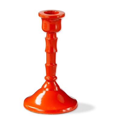 Zahra Orange Taper Candle Holder - Aluminum, 5.25" H, Everyday Use, Wipe Clean, Perfect for Home Decor