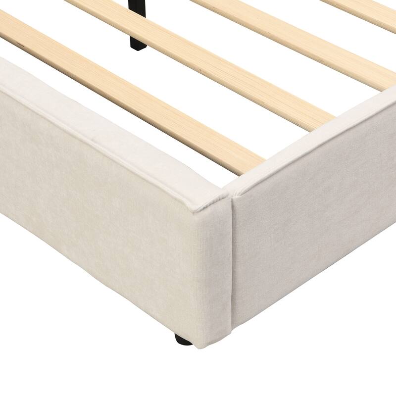 Christopher Knight Home- Cassie Upholstered Bed Frame with Reading Lamp & USB Port
