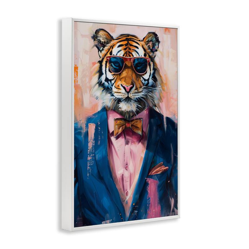 Stupell Suited Tiger Modern Fashion Framed Giclee Art Design By LSR Design Studio