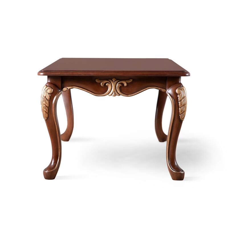 Furniture of America Mirabella Traditional Cherry Solid Wood Coffee Table with Carved Legs