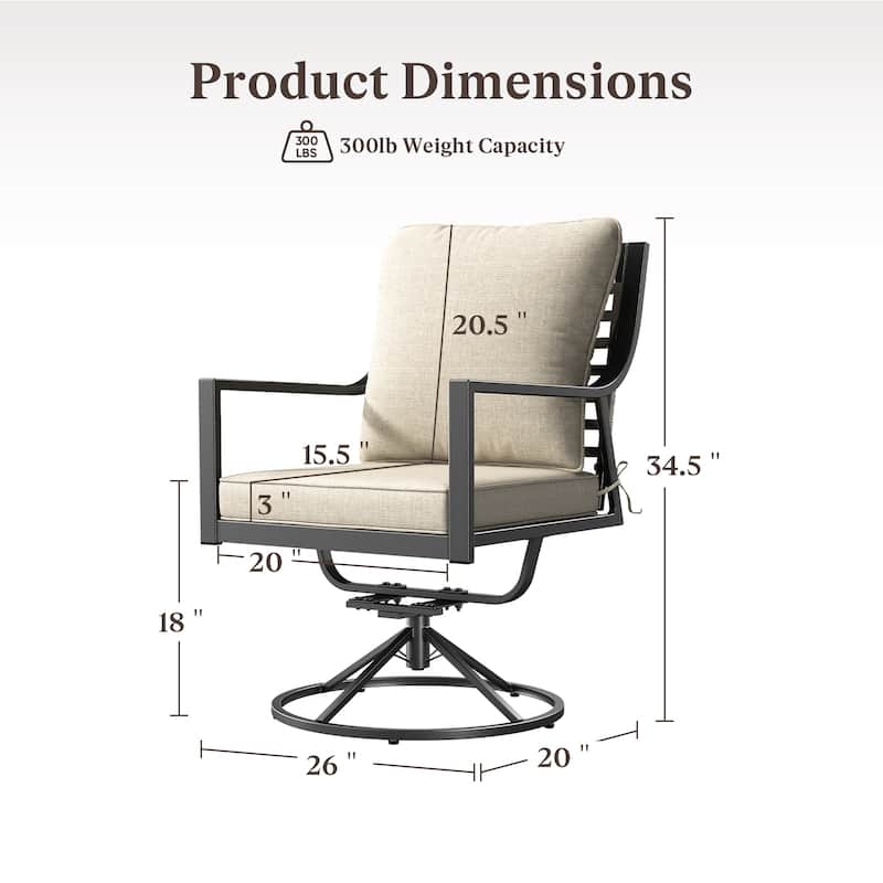 Outdoor Patio Glider Chairs Beige Cushion Set