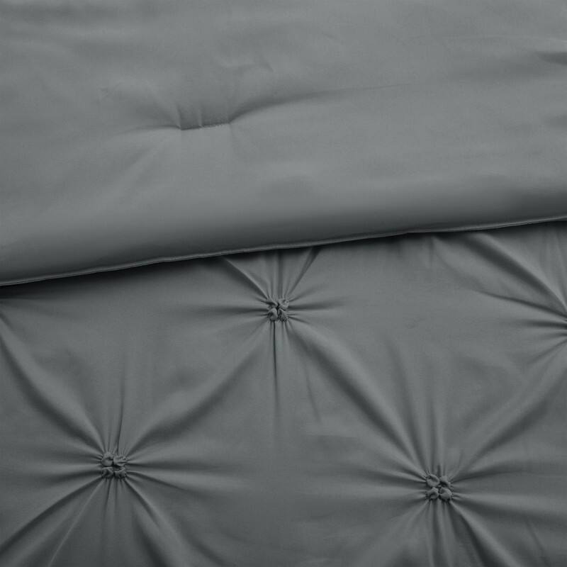 3 Piece Reversible Pintuck Pinch Pleat Comforter Set, Bedding Set for All Season