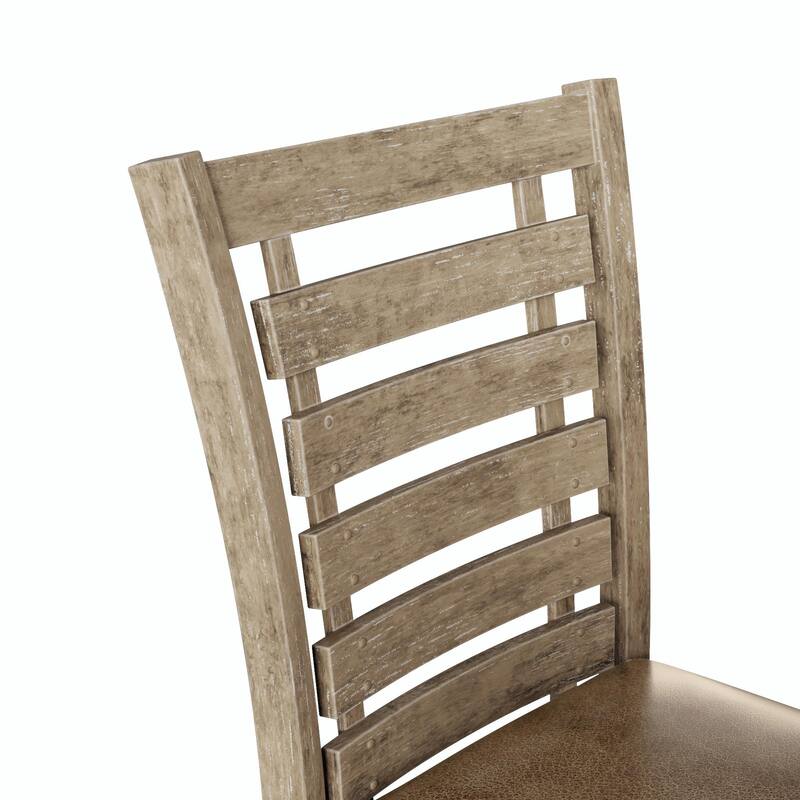 Modern Farmhouse with Distressed Ladderback Design Dining Chairs， Set of 2
