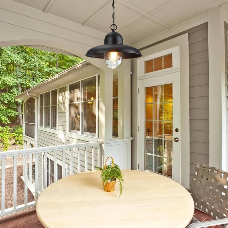 12” Light fixture black pendant light glass, iron hanging light