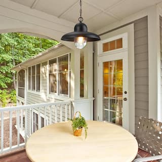 12” Light fixture black pendant light glass, iron hanging light