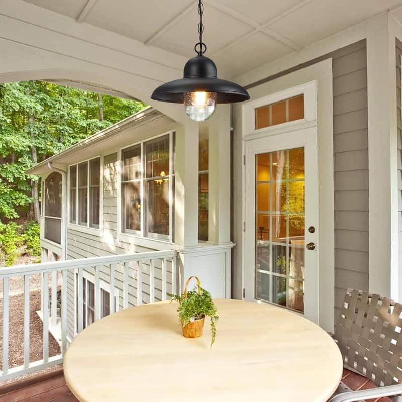 12” Light fixture black pendant light glass, iron hanging light