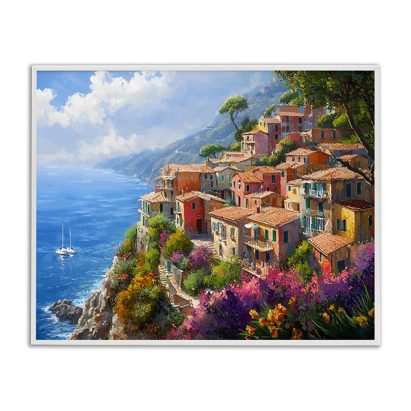 Stupell Coastal Seaside Village View Framed Giclee Art Design By Franklyn Gregory - 20 x 16 - White