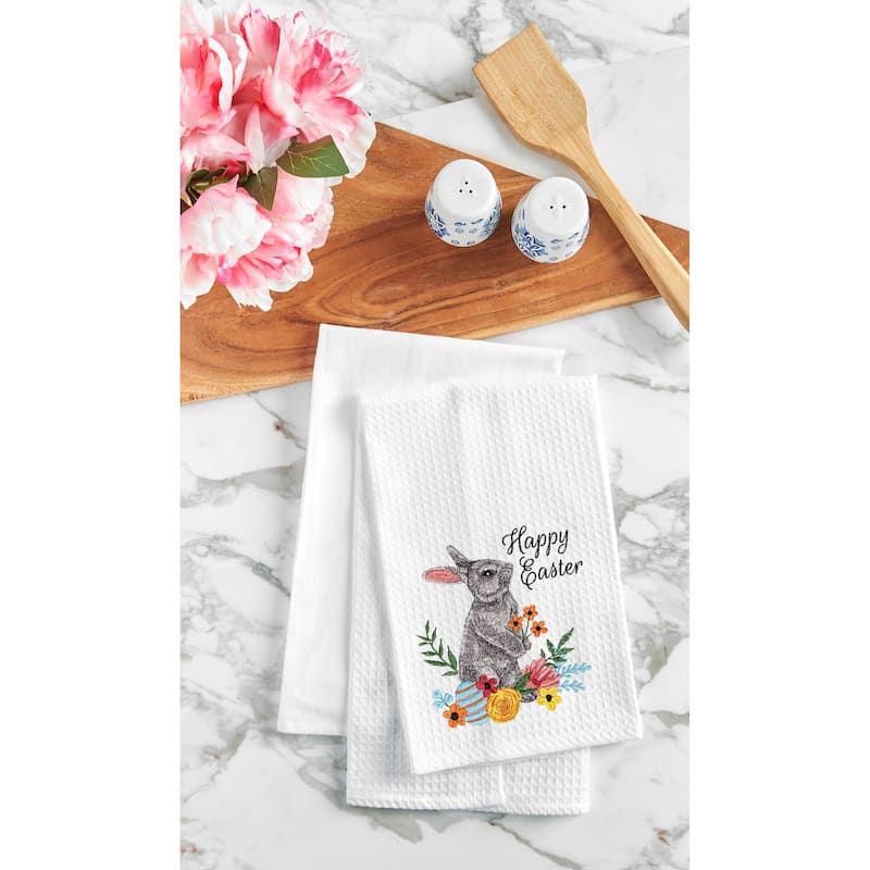"Happy Easter" Bunny Rabbit Spring Theme Kitchen Dishtowel