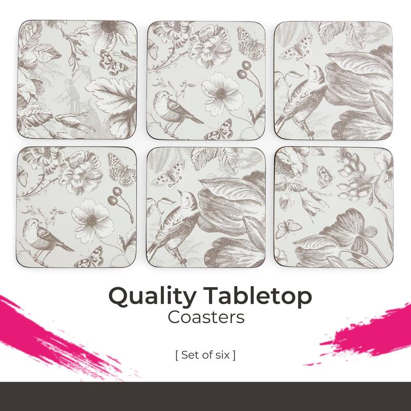 Pimpernel Set of 6 Vintage Garden Coasters - 4 Inches Sq.