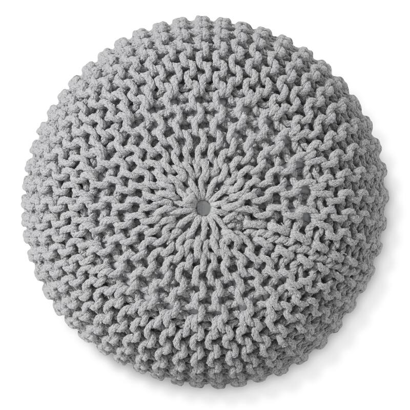 Cotton Pouf Ottomans Knit Foot Stool Pouffes for Living Room