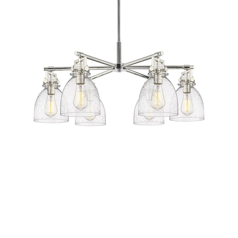 Innovations Lighting 411-6CR-16-26 Newton Bell Chandelier Newton Bell - Polished Nickel / Seedy