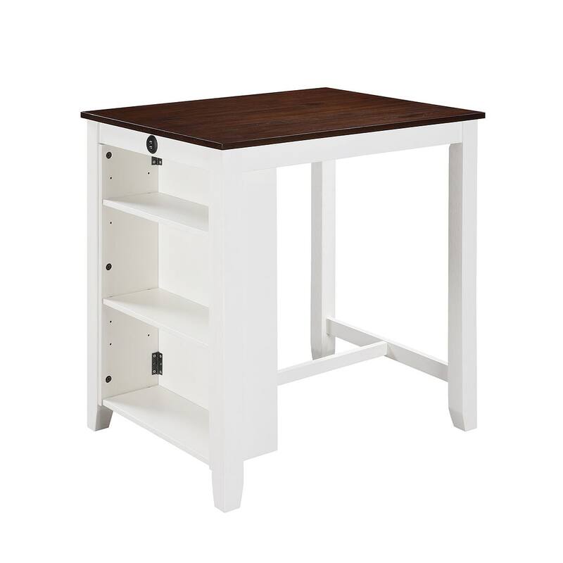 3-Pieces Bar Pub Set with Counter Height Dining Table and 2 Chairs