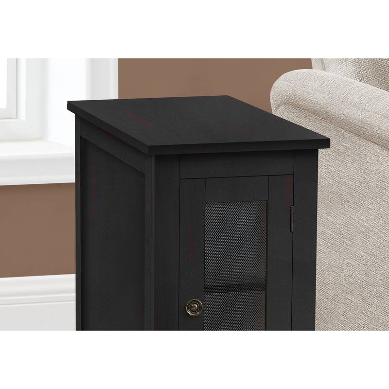 Accent Table, End, Side Table, Narrow, Nightstand, Bedroom, Lamp, Storage, Black Veneer, Transitional