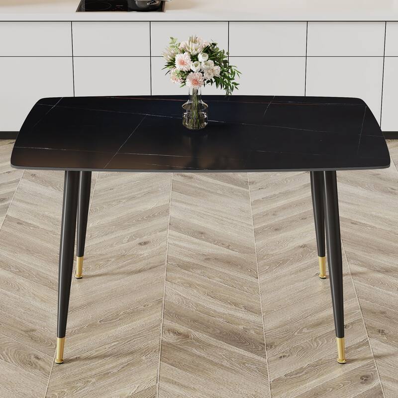 Modern Living Room Exquisite Simple Dining Table Imitation Marble Sintered Stone Countertop Kitchen Dining Table