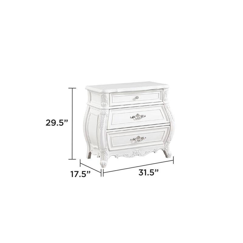 Modern Style 3-Drawer Night stand Made with Wood - White
