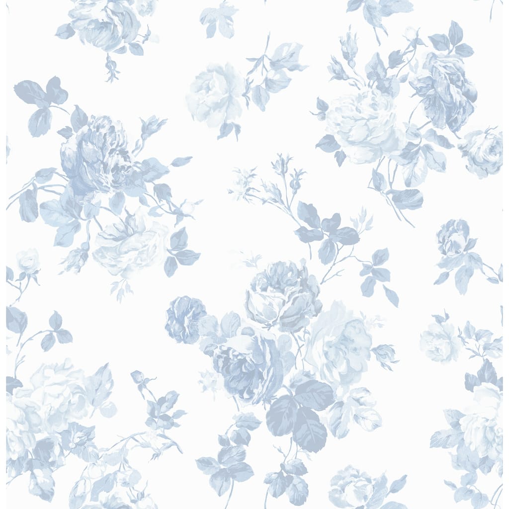 LoveShackFancy Everblooming Rosettes Dreamy Sky Cabbage Rose Bouquets Wallpaper