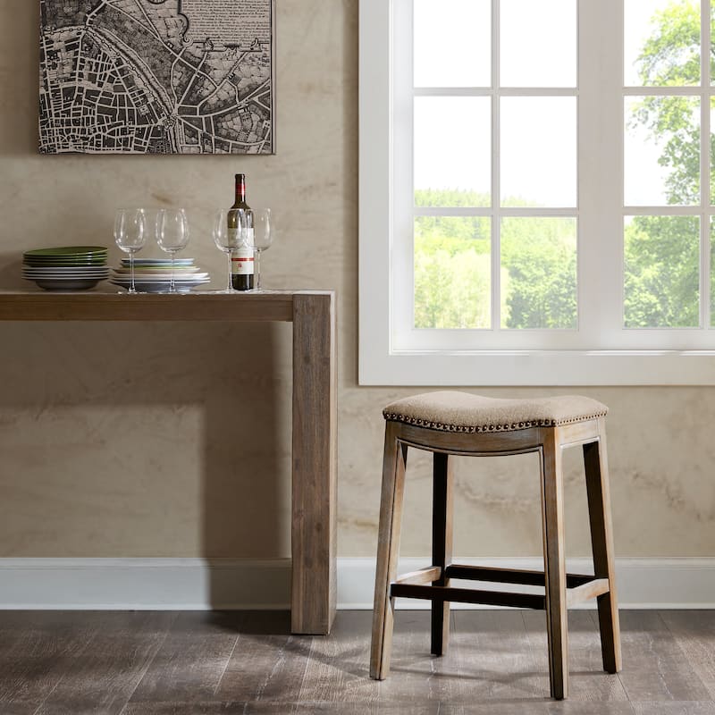 Madison Park Nomad Saddle Counter Stool - Linen