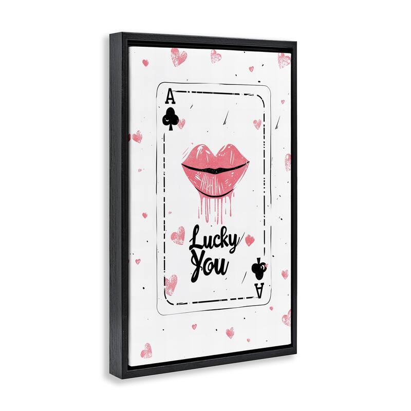 Stupell Lucky You Playing Card Framed Floater Canvas Wall Art Design By LSR Design Studio