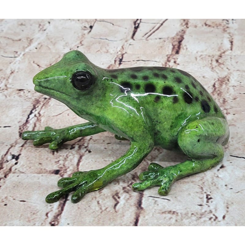 Bronze Metal Green Tree Frog Sculpture Figurine Signed Original Art Numbered