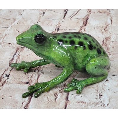 Bronze Metal Green Tree Frog Sculpture Figurine Signed Original Art Numbered