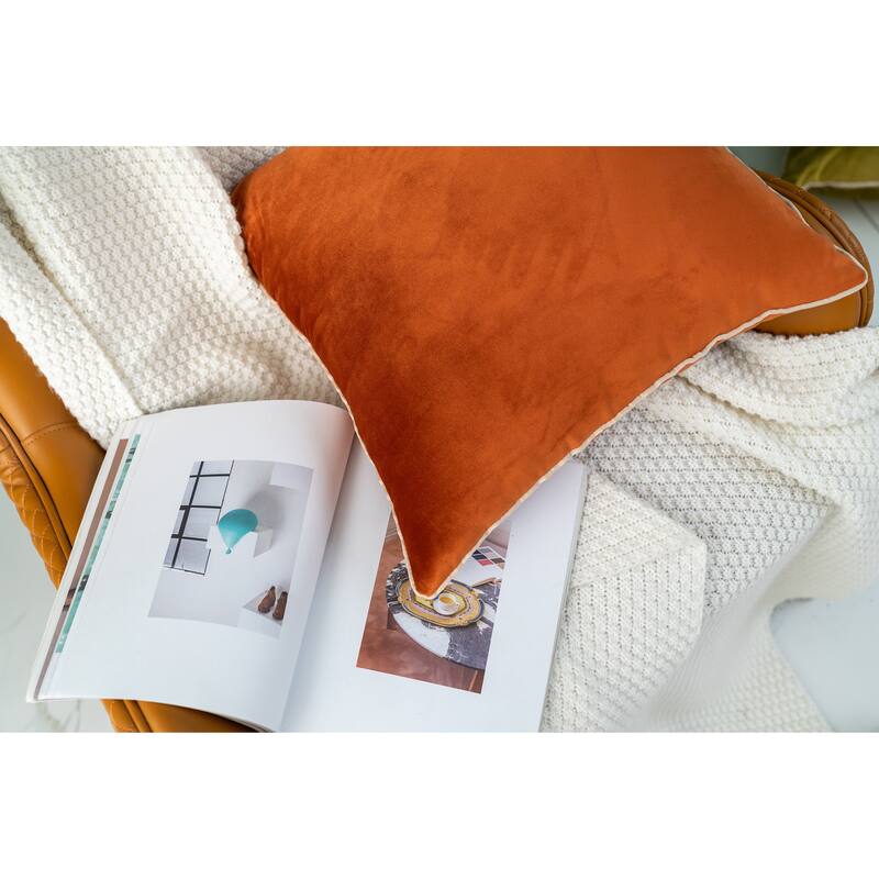 Gouchee Home Solid Velvet Mix Cushion 18 in. x 18 in. Throw Pillow