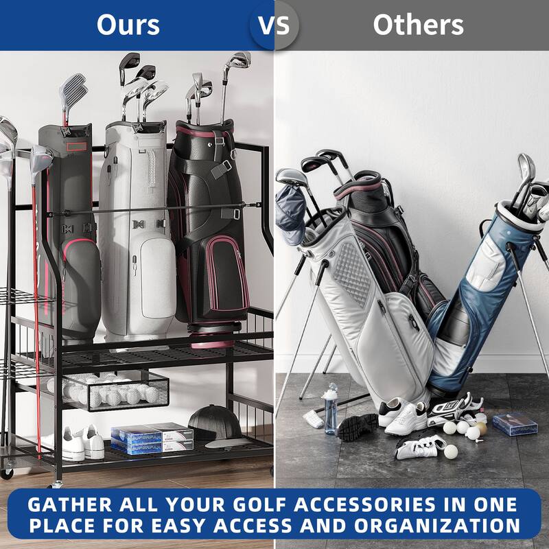 Moasis 3/5 Golf Bag Organizer Stand Holder with Wheels