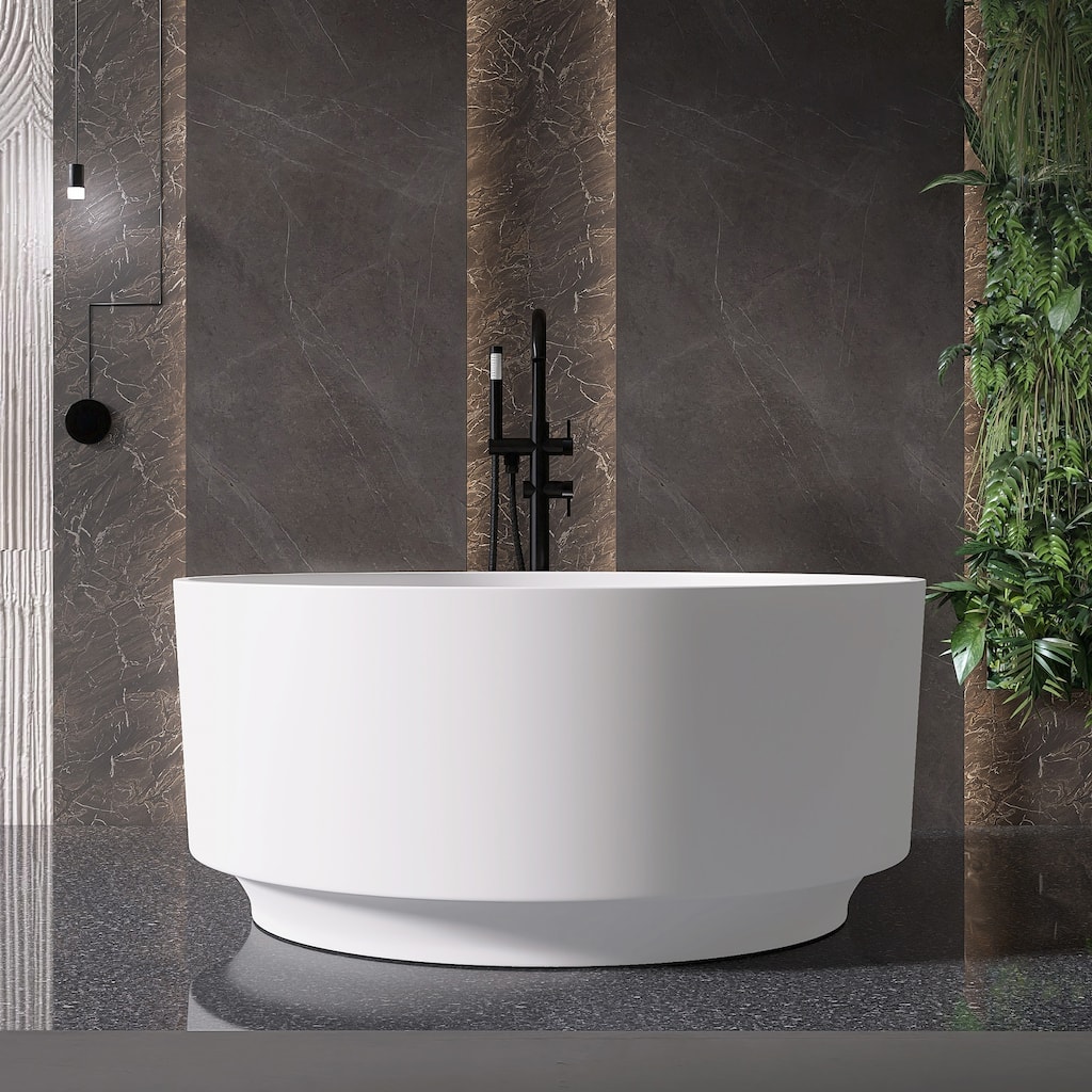 MEDUNJESS 49'' Freestanding Bathtub Solid Surface Soaking Tub