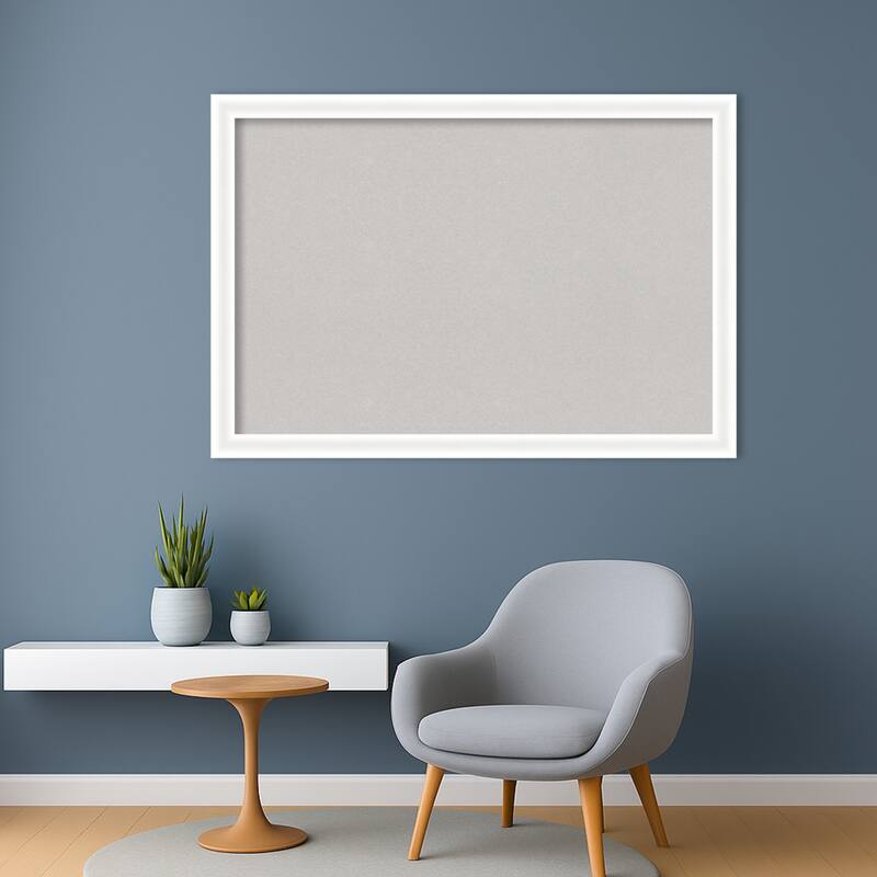 Oliver White Narrow Wood Framed Cork Board - Bulletin Board, Organization Board, Pin Board