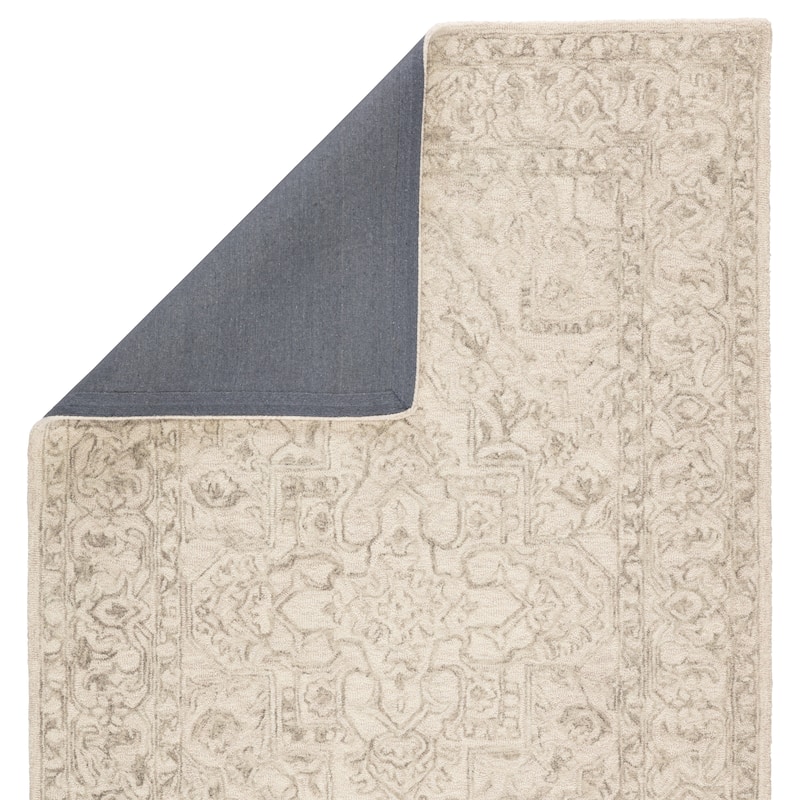 The Gray Barn Oigh Valley Handmade Medallion Light Grey and Cream Area Rug