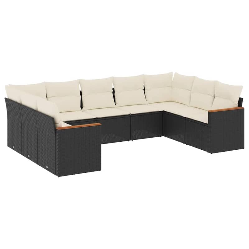 vidaXL Patio Sofa Set with Cushions Outdoor Conversation Furniture Poly Rattan