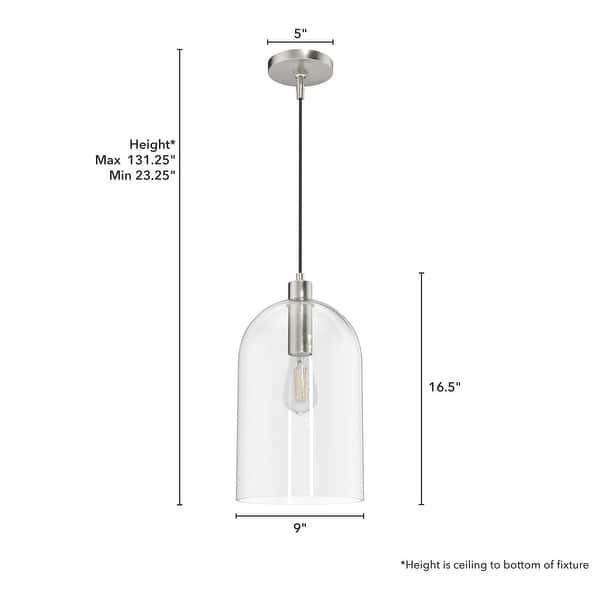 dimension image slide 1 of 5, Hunter 16" Lochemeade 1-Light Pendant - Kitchen Island, Dining Room, Bedroom - Modern Farmhouse, Contemporary, Industrial
