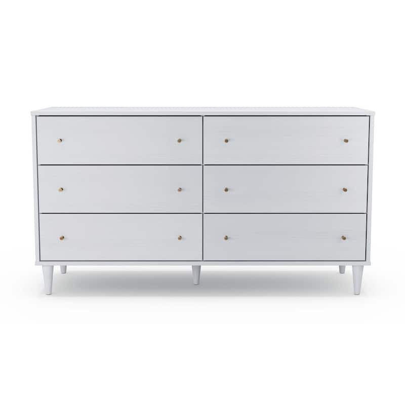 Farmhouse Rustic Mid Century 6 Drawer Dresser
