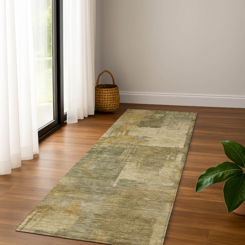 Premium Washable Super Soft Modern Prota Mayfield Rug - Khaki - 2'3" x 7'6"
