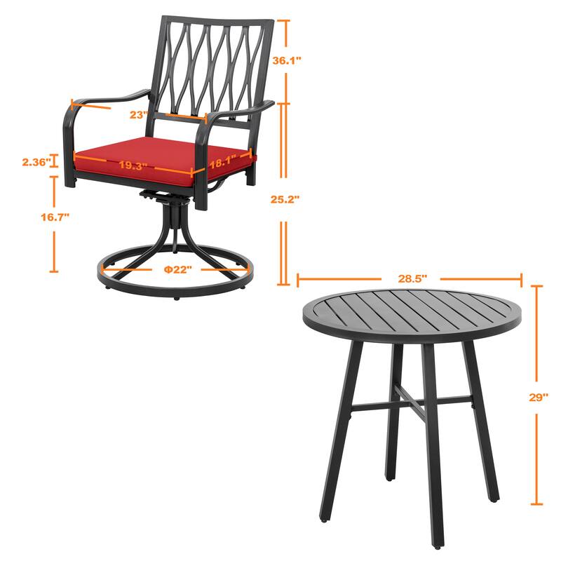 Outdoor Patio Bistro Set With Swivel Chairs