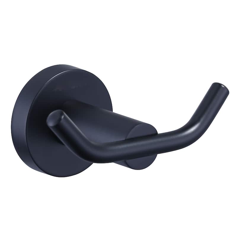 Knob-Hook Double Robe/Towel Hook in Brushed Nickel - Black