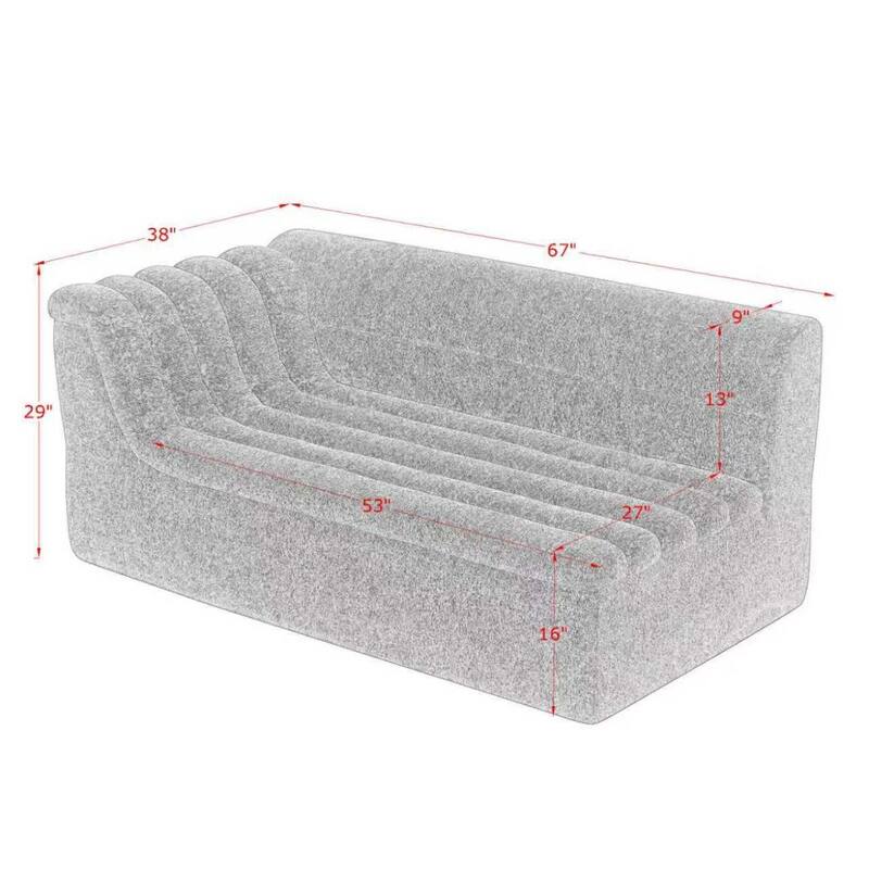 106" L-Shaped Chenille Upholstered Boneless Sectional Sofa with Chaise and Wave-Shaped Armrest, No Pillows Included