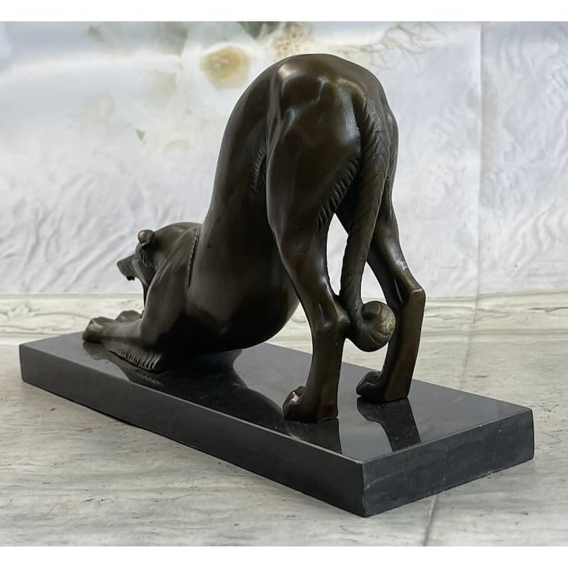 Greyhound Or Saluki Racing Imitative Dog Bronze Statue Sculpture Figure On Marble Base 6 Inches X 10 Inches