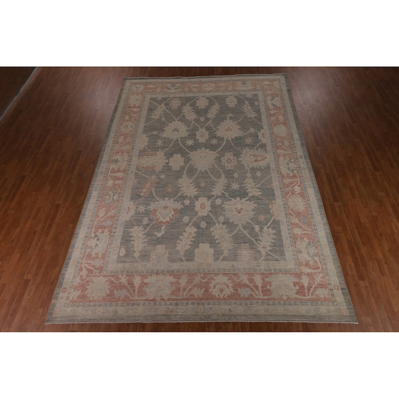 Vegetable Dye Grey Oushak Turkish Large Rug Hand-Knotted Wool Carpet - 10'1"x 14'3"