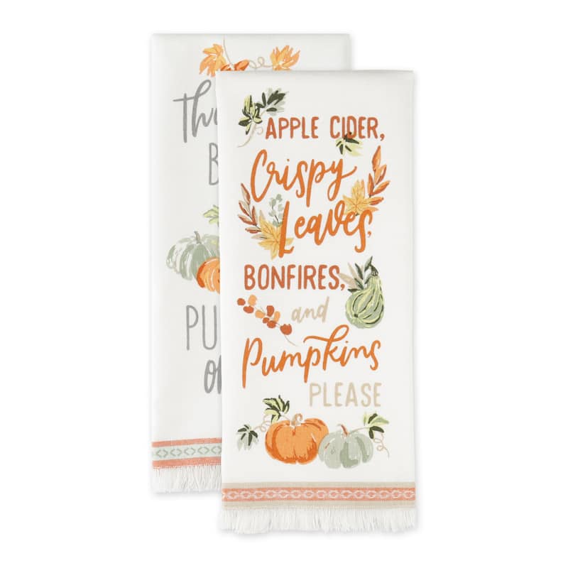 Autumn Pumpkins Printed Dishtowel (Set of 2)