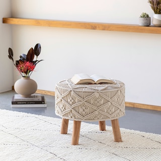 Cruuz Macrame Hand Crafted Footstool