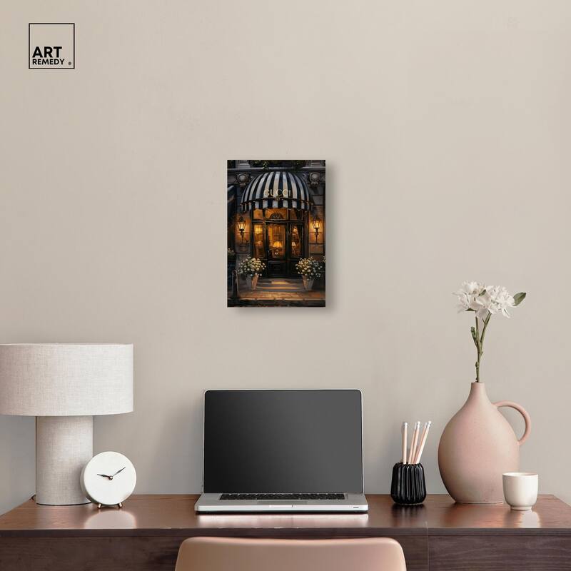 Elegant Night Time Store Visit Canvas by Art Remedy, Gallery Wrapped