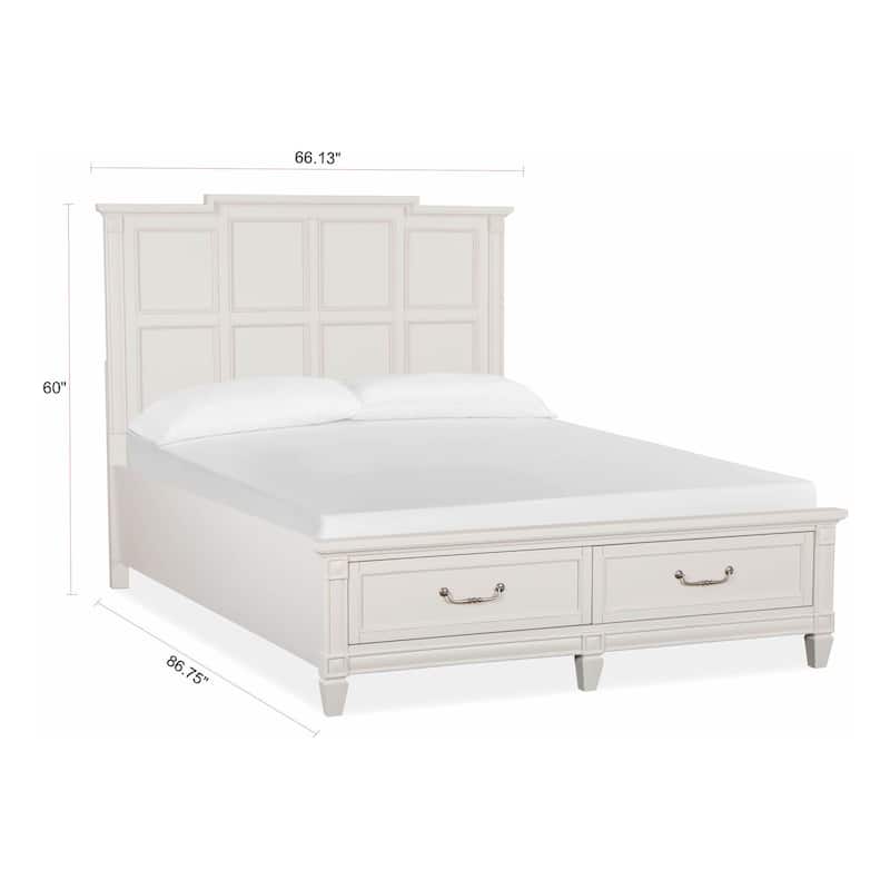 Magnussen Home Willowbrook Egg Shell White With Slight Rub Through Panel Storage Bed