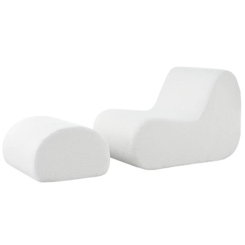 Elegant Accent Chair with Ottoman,Stylish Curved Design and Minimalist Lines for Ultimate Comfort, High-Resilience Foam
