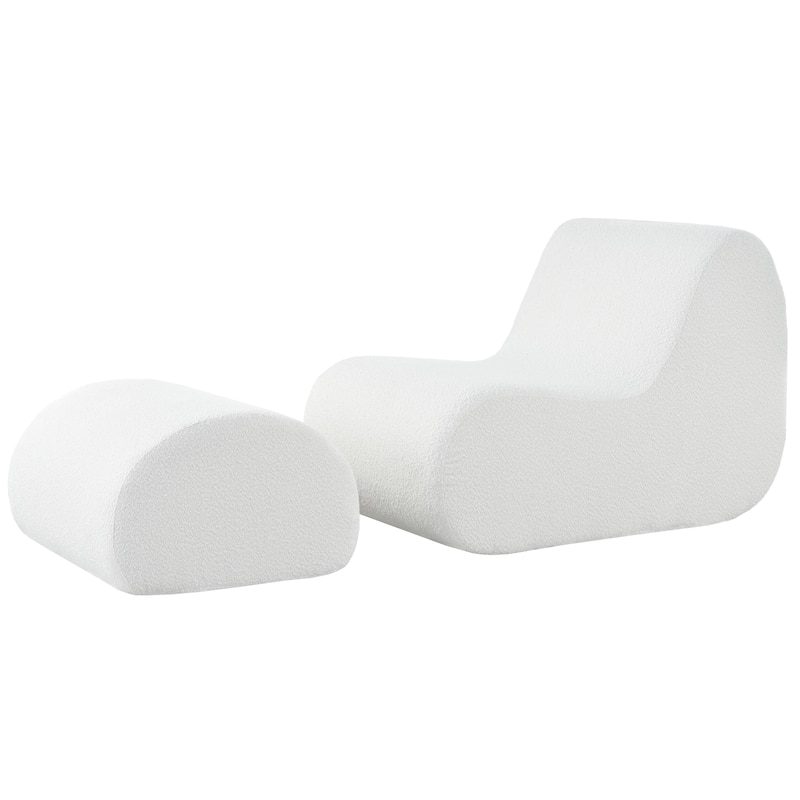 Upholstered Accent Chair with Ottoman, Ergonomic Curved Lounge Chair, 29" Wide Modern Recliner Chair, No Assembly Required
