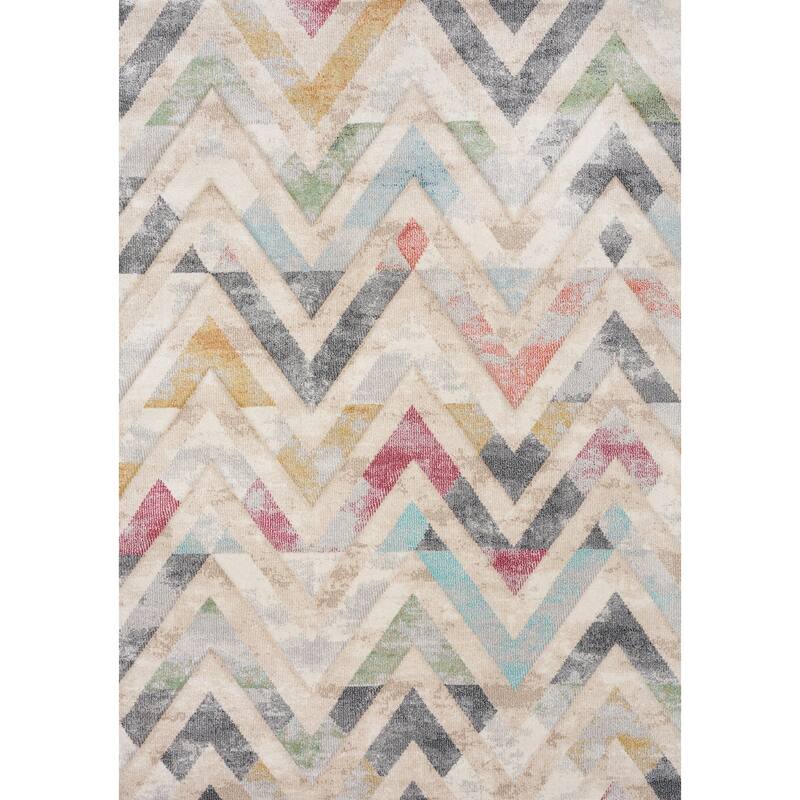 HomeRoots Chevron Modern Rectangle Area Rug - 5' X 8'