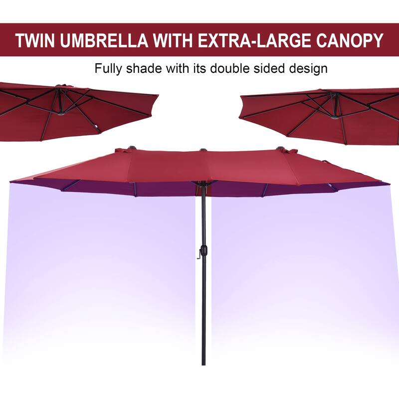 15ft Patio Umbrella DoubleSided Outdoor Market Extra Large Umbrella