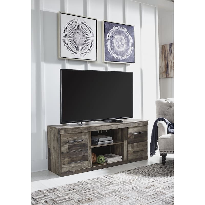 Signature Design by Ashley Derekson Multi Gray 60" TV Stand for TVs up to 69" with Electric Fireplace - 60"W x 15"D x 44.5"H