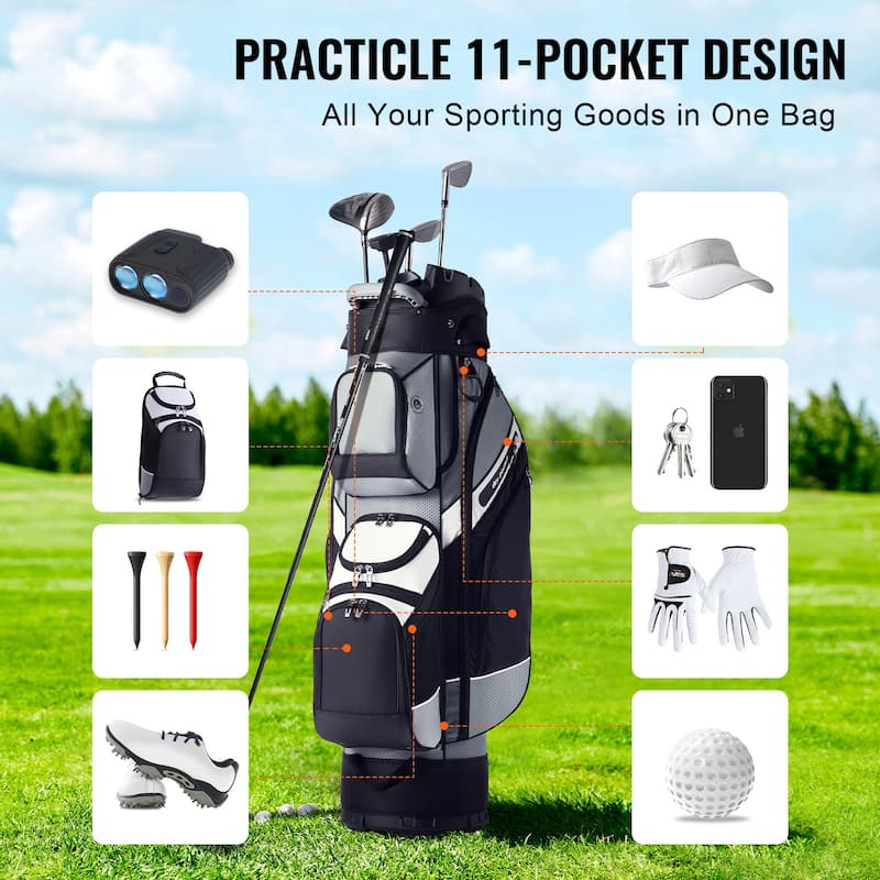 Golf Cart Bag with 14 Way Organizer Divider Top, Durable Golf Bags with Handles & Dust Cover & Detachable Straps for Men & Women